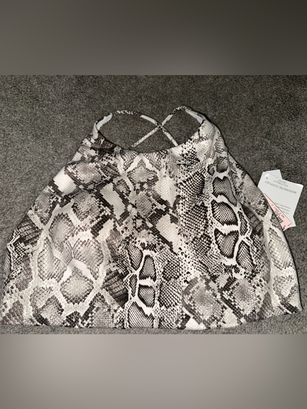 NWT Victoria's Secret Snake-Print Sports Bra in White and Gray